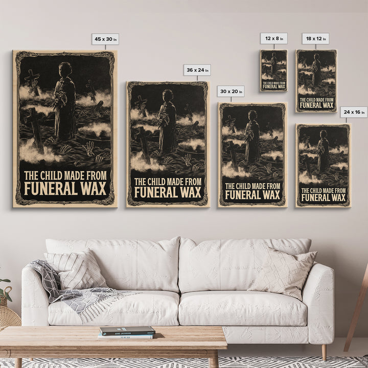 The Child Made From Funeral Wax, English Language Horror Movie Poster, Decadent Line Art, Retro Horror Movie Art, Canvas Print