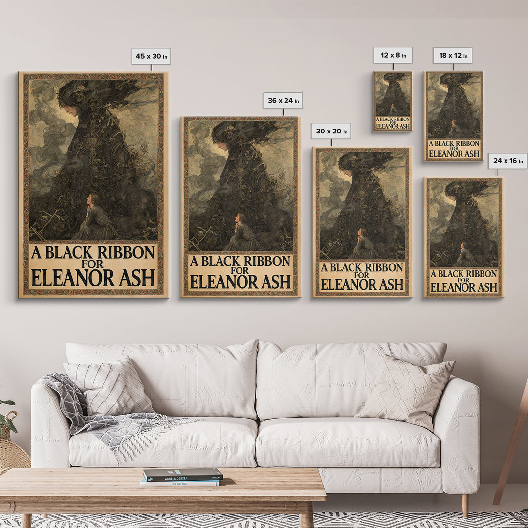A Black Ribbon For Eleanor Ash, English Language Horror Movie Poster, Stained Glass Gothic Art, Classic Monster Poster, Canvas Print