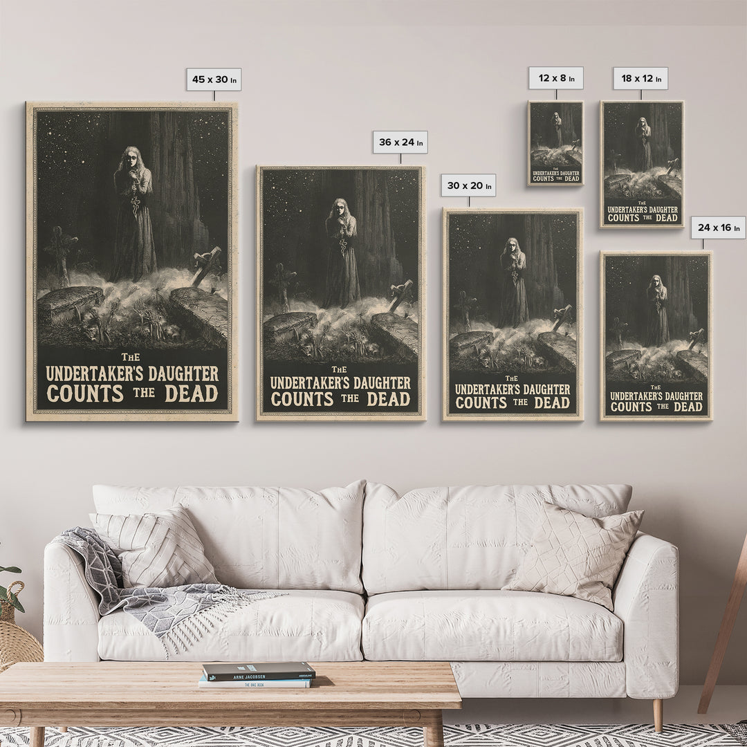 The Undertaker'S Daughter Counts The Dead, English Language Horror Movie Poster, Gothic Engraving Art, Gothic Cinema Wall Art