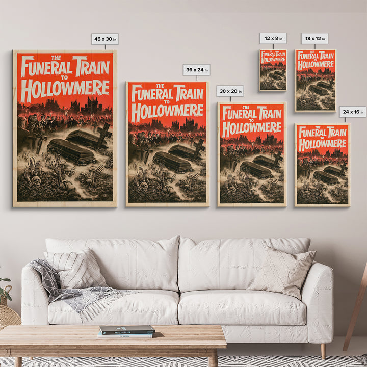 The Funeral Train To Hollowmere, English Language Horror Movie Poster, 1960s Horror Art, Retro Horror Movie Art, Canvas Print