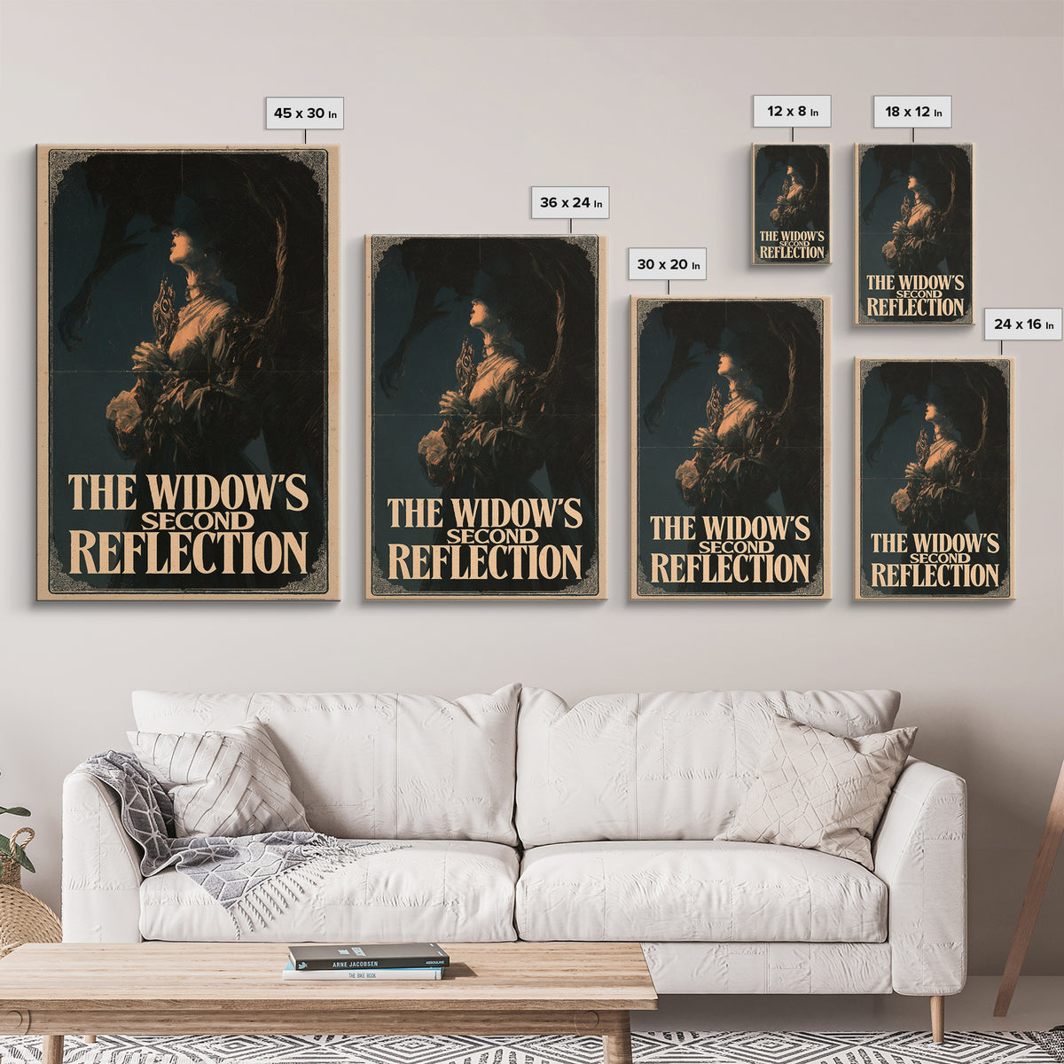 The Widow'S Second Reflection, English Language Horror Movie Poster, Gothic Nightmare Art, Gothic Cinema Wall Art, Framed Canvas Print
