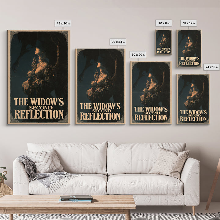 The Widow'S Second Reflection, English Language Horror Movie Poster, Gothic Nightmare Art, Gothic Cinema Wall Art, Framed Canvas Print