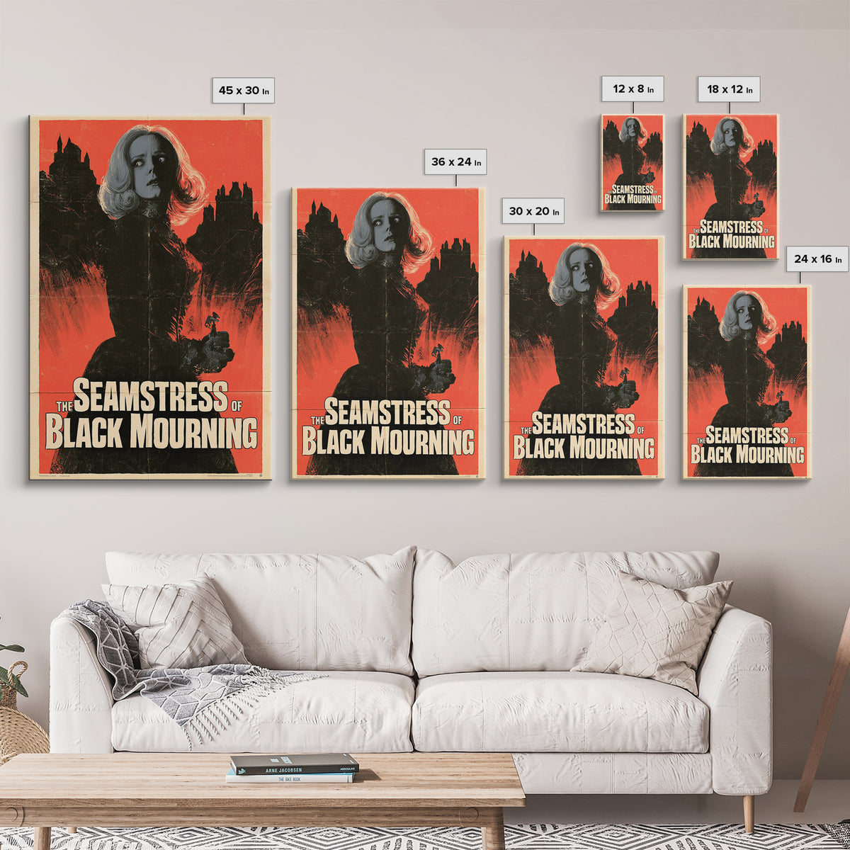 The Seamstress Of Black Mourning, English Language Horror Movie Poster, 1960s Horror Art, Cult Horror Poster, Framed Canvas Print