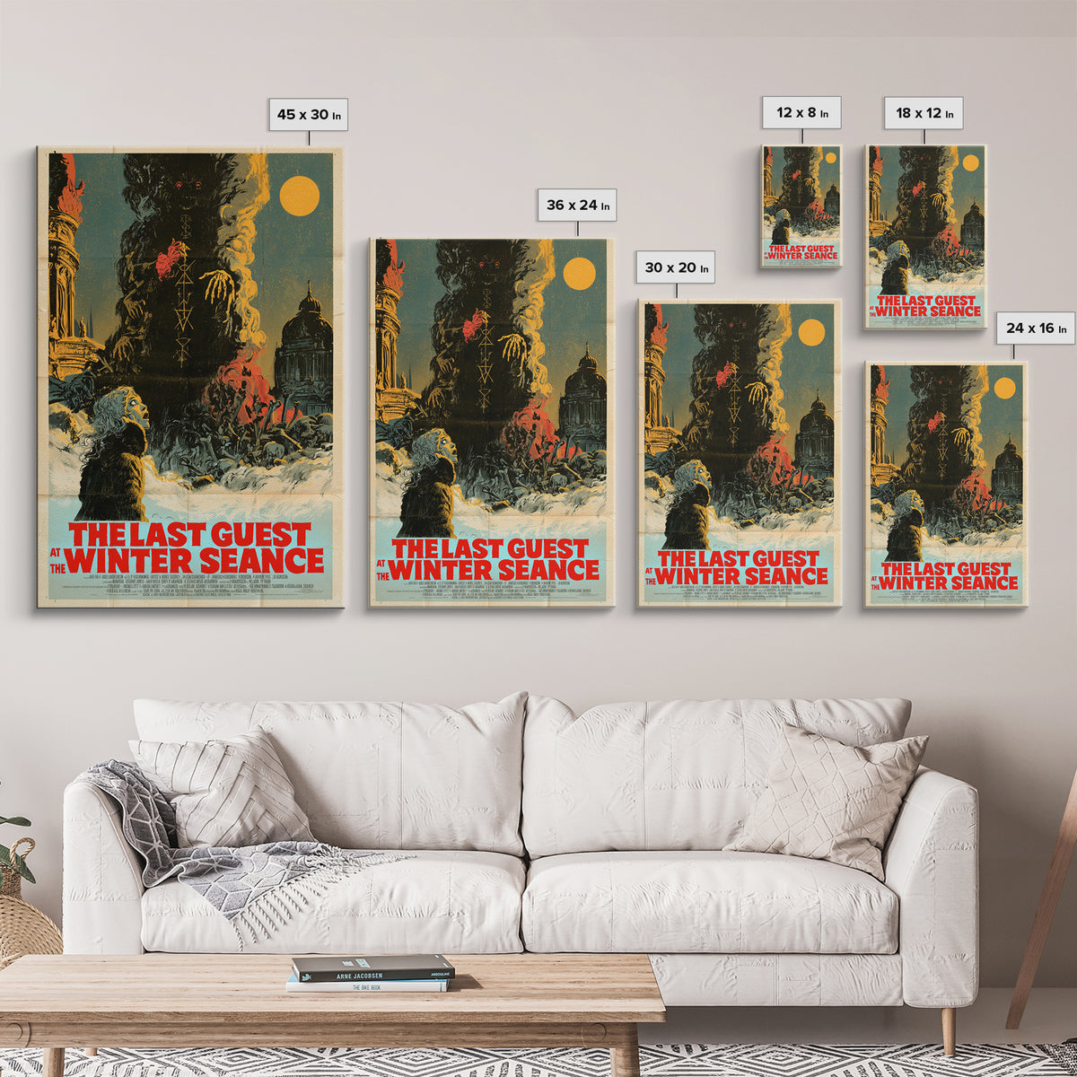 The Last Guest At The Winter Seance, English Language Horror Movie Poster, Giallo Horror Art, Retro Horror Movie Art, Framed Canvas Print