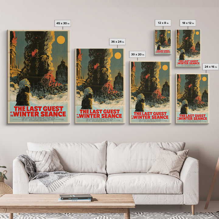 The Last Guest At The Winter Seance, English Language Horror Movie Poster, Giallo Horror Art, Retro Horror Movie Art, Framed Canvas Print