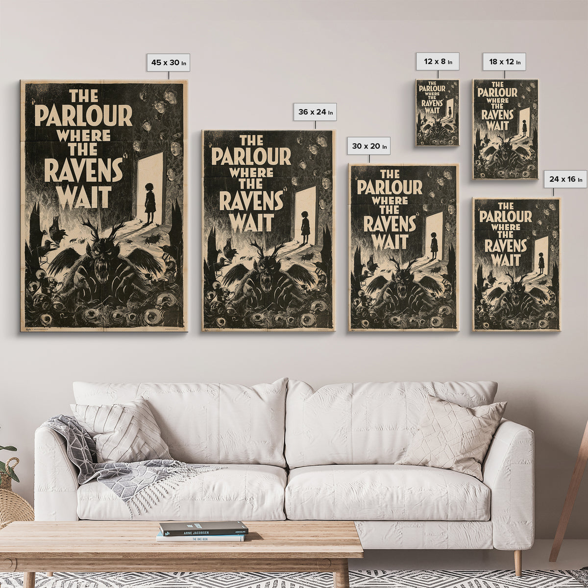 The Parlour Where The Ravens Wait, English Language Horror Movie Poster, 1930s Horror Art, Classic Monster Poster, Canvas Print