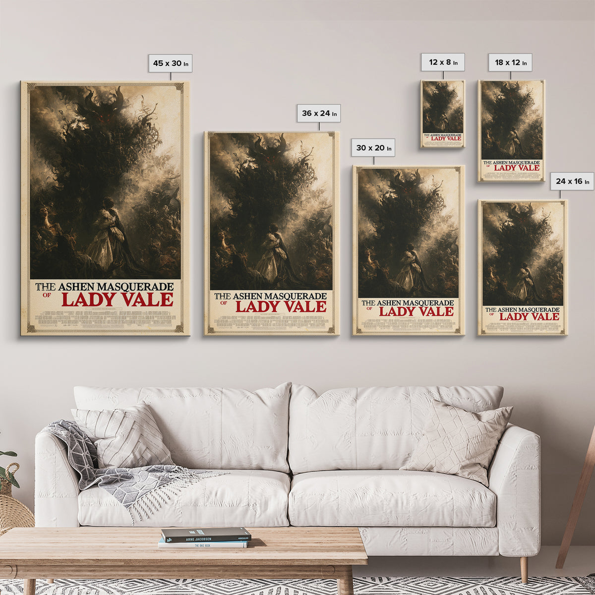 The Ashen Masquerade Of Lady Vale, English Language Horror Movie Poster, Gothic Nightmare Art, Classic Monster Poster