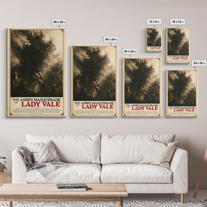 The Ashen Masquerade Of Lady Vale, English Language Horror Movie Poster, Gothic Nightmare Art, Classic Monster Poster