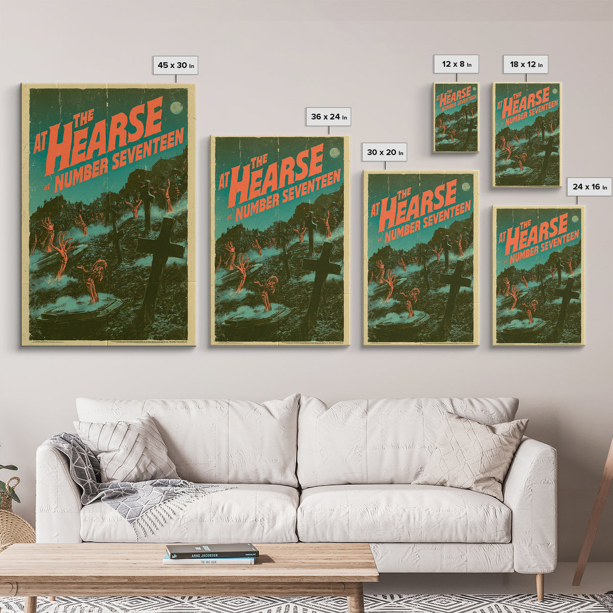 The Hearse At Number Seventeen, English Language Horror Movie Poster, Giallo Horror Art, Retro Horror Movie Art, Framed Canvas Print