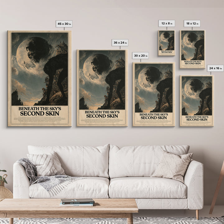 Beneath The Sky'S Second Skin, English Language Horror Movie Poster, Gothic Nightmare Art, Retro Horror Movie Art, Framed Canvas Print