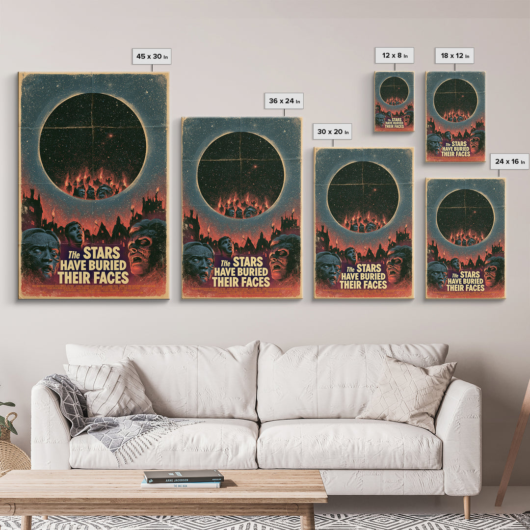 The Stars Have Buried Their Faces, English Language Horror Movie Poster, 1960s Horror Art, Classic Monster Poster, Framed Canvas Print