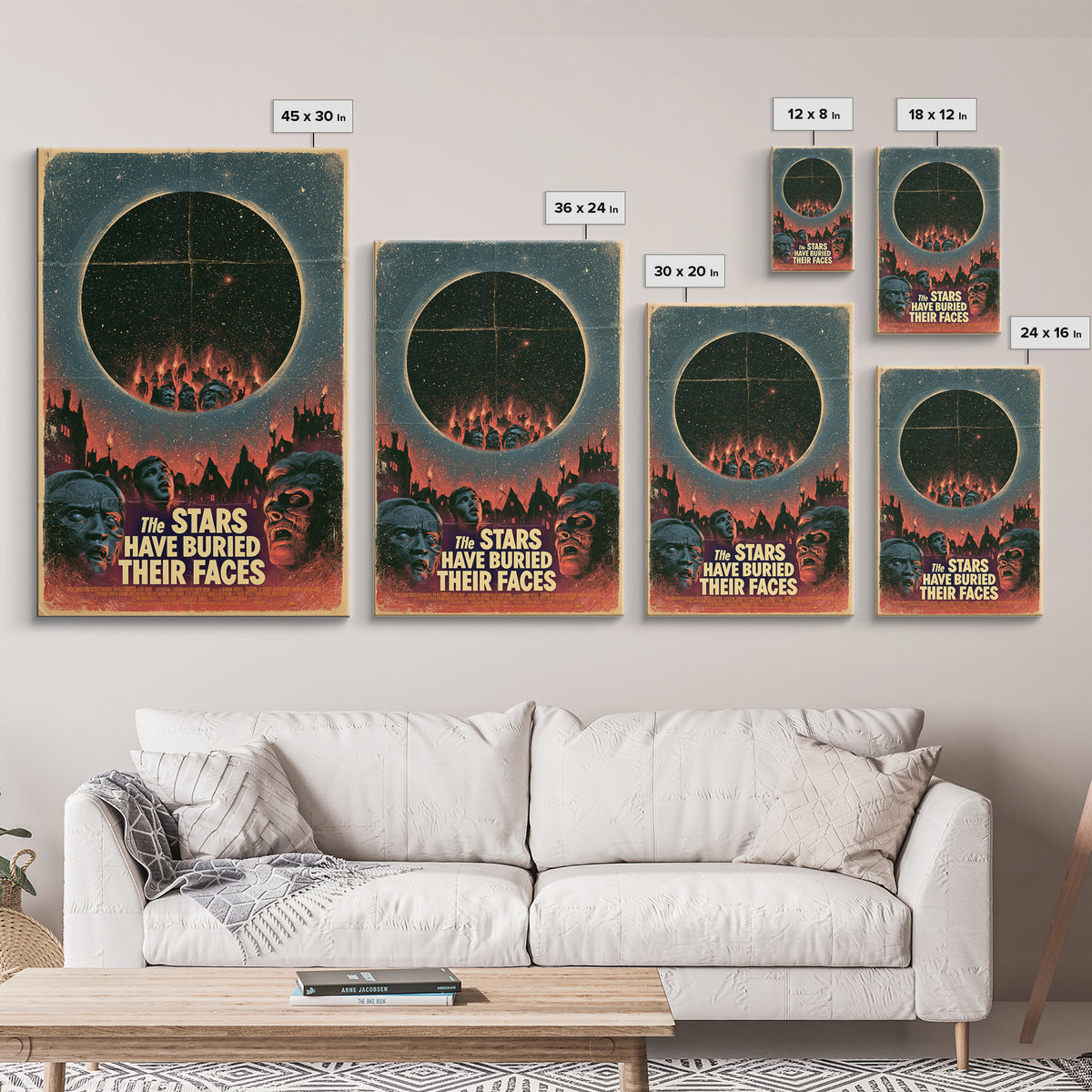 The Stars Have Buried Their Faces, English Language Horror Movie Poster, 1960s Horror Art, Classic Monster Poster, Framed Canvas Print