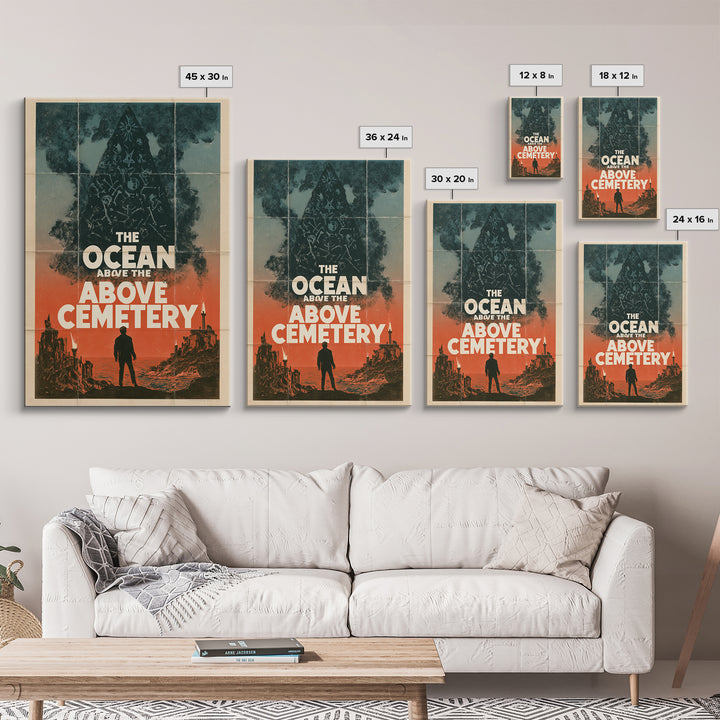 The Ocean Above The Cemetery, English Language Horror Movie Poster, 1960s Horror Art, Retro Horror Movie Art, Framed Canvas Print