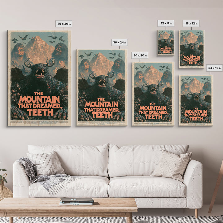 The Mountain That Dreamed Of Teeth, English Language Horror Movie Poster, 1970s Horror Art, Gothic Cinema Wall Art, Canvas Print