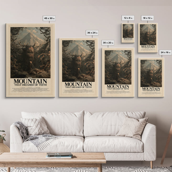 The Mountain That Dreamed Of Teeth, English Language Horror Movie Poster, Gothic Nightmare Art, Cult Horror Poster, Canvas Print
