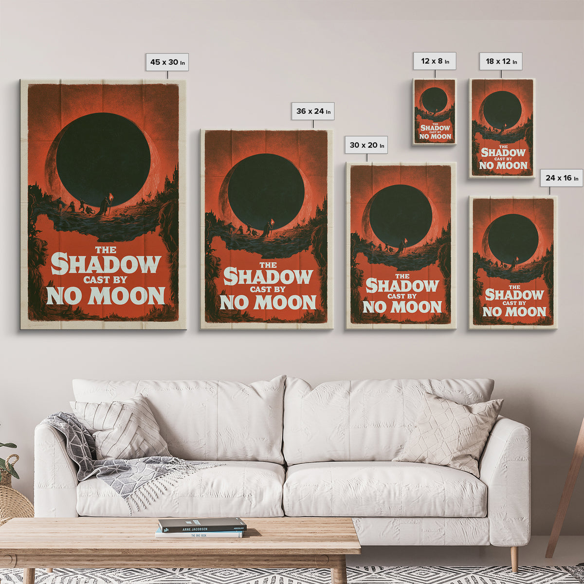 The Shadow Cast By No Moon, English Language Horror Movie Poster, 1960s Horror Art, Retro Horror Movie Art, Framed Canvas Print