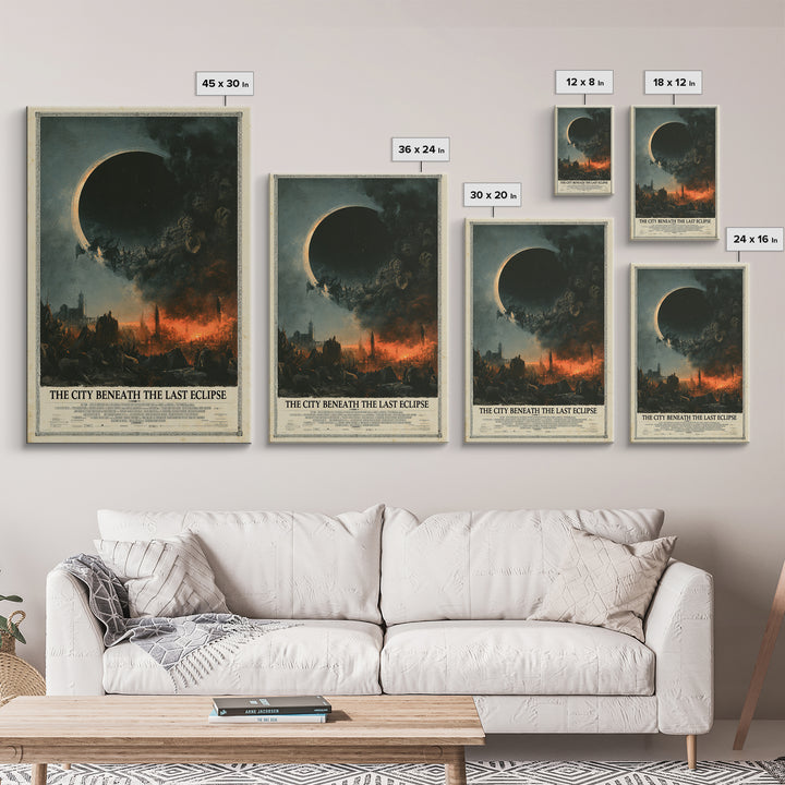 The City Beneath The Last Eclipse, English Language Horror Movie Poster, Dark Romantic Horror Art, Gothic Cinema Wall Art, Canvas Print