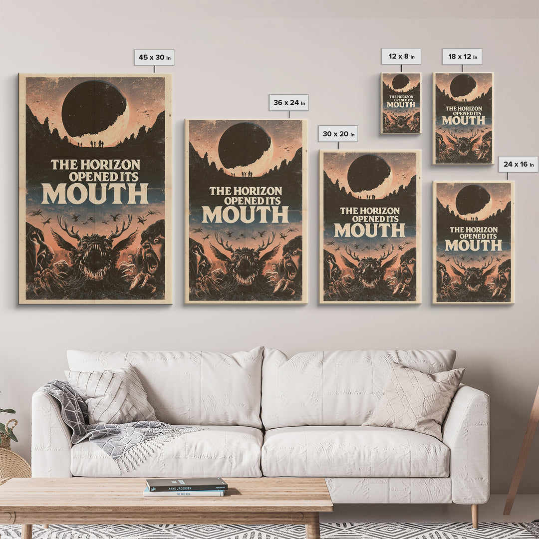 The Horizon Opened Its Mouth, English Language Horror Movie Poster, 1970s Horror Art, Cult Horror Poster, Framed Canvas Print