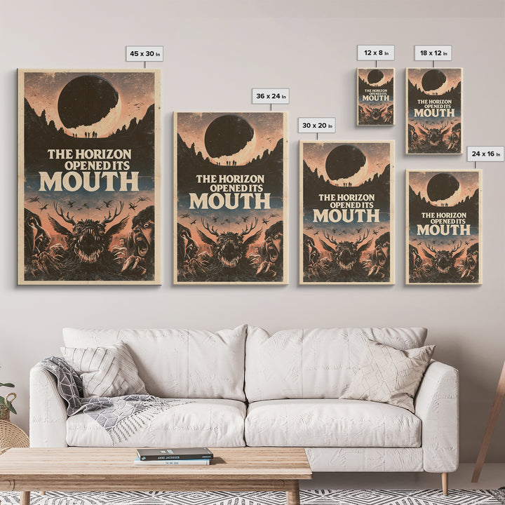 The Horizon Opened Its Mouth, English Language Horror Movie Poster, 1970s Horror Art, Cult Horror Poster, Framed Canvas Print