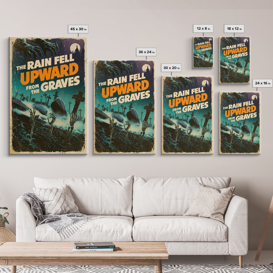The Rain Fell Upward From The Graves, English Language Horror Movie Poster, Giallo Horror Art, Classic Monster Poster, Framed Canvas Print