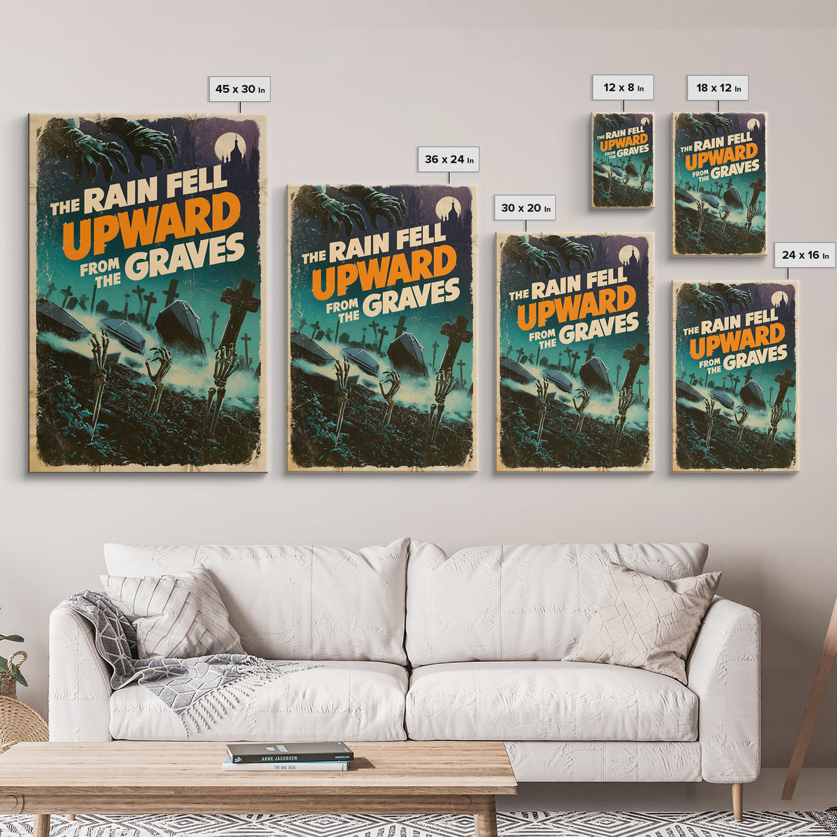 The Rain Fell Upward From The Graves, English Language Horror Movie Poster, Giallo Horror Art, Classic Monster Poster, Framed Canvas Print
