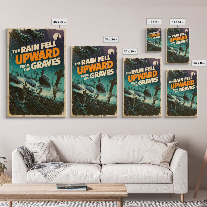 The Rain Fell Upward From The Graves, English Language Horror Movie Poster, Giallo Horror Art, Classic Monster Poster, Framed Canvas Print