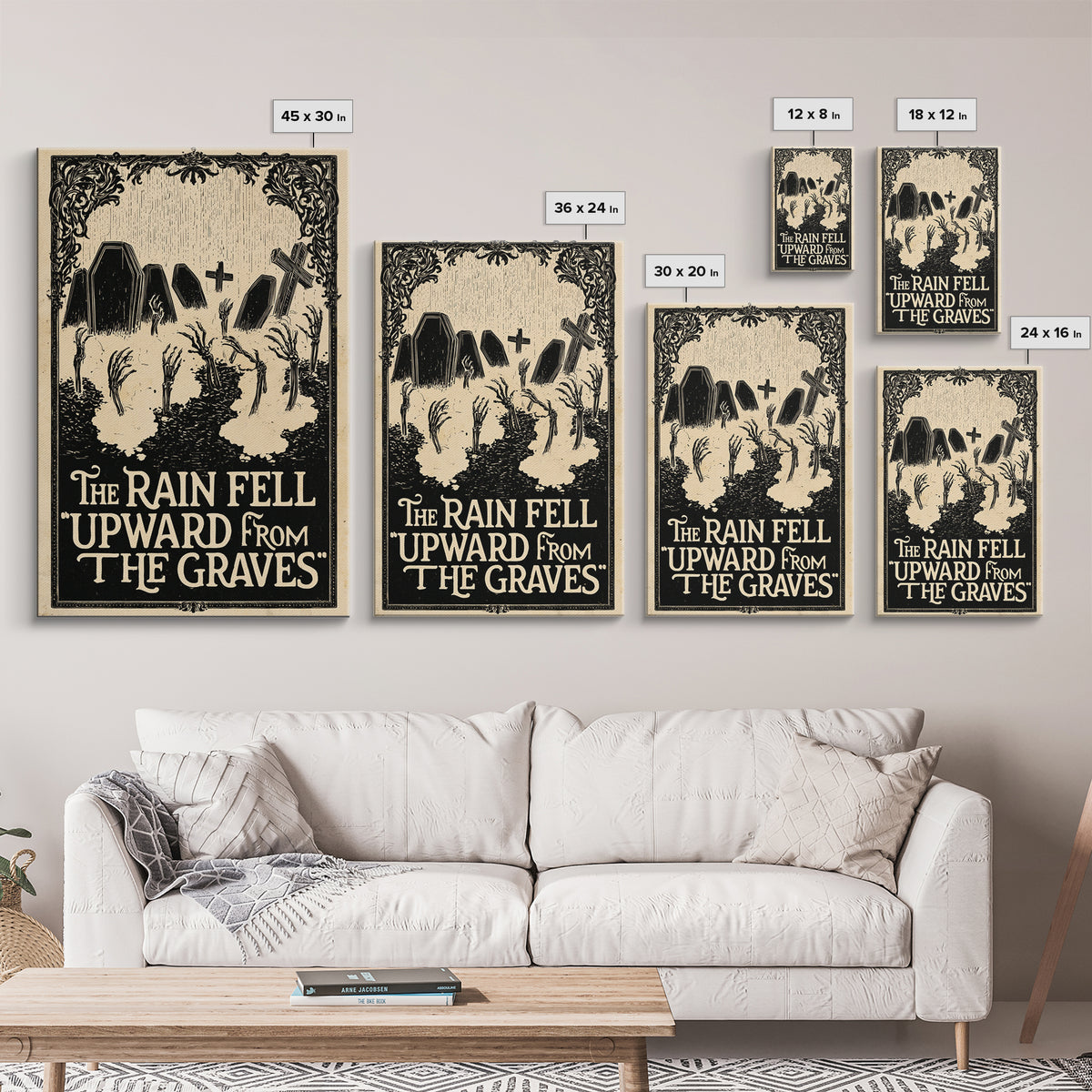 The Rain Fell Upward From The Graves, English Language Horror Movie Poster, Decadent Line Art, Cult Horror Poster
