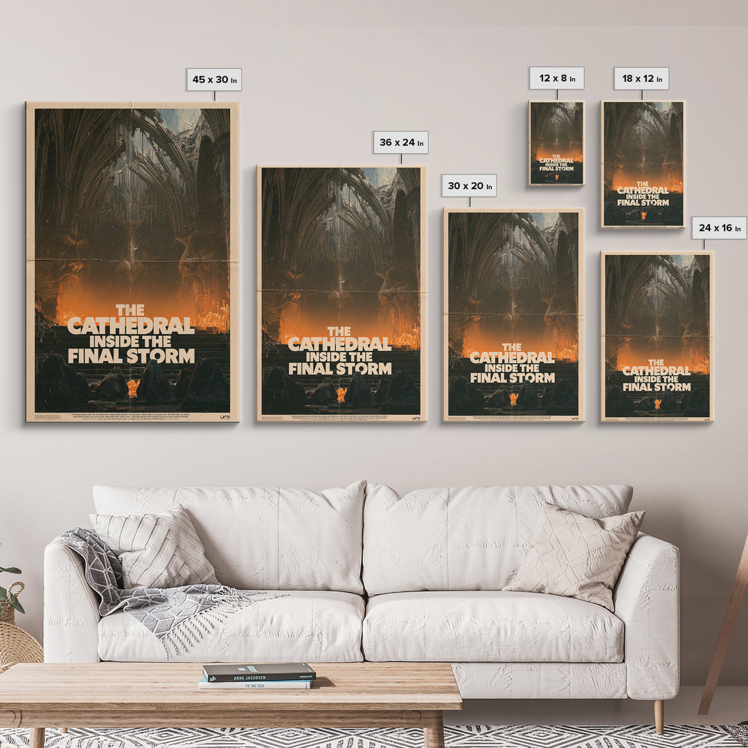 The Cathedral Inside The Final Storm, English Language Horror Movie Poster, 1970s Horror Art, Classic Monster Poster, Framed Canvas Print