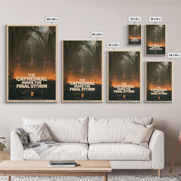 The Cathedral Inside The Final Storm, English Language Horror Movie Poster, 1970s Horror Art, Classic Monster Poster, Framed Canvas Print