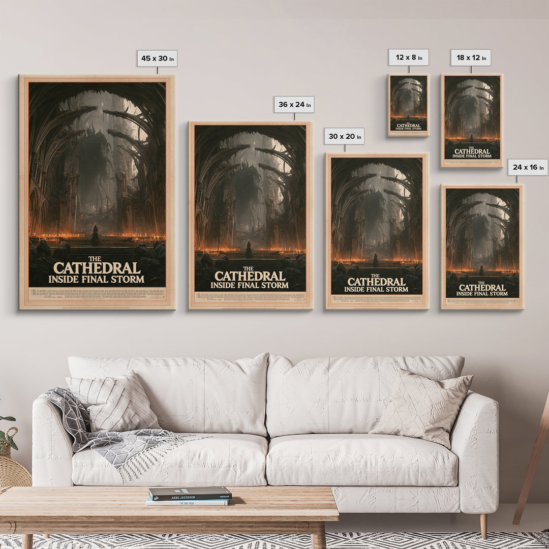 The Cathedral Inside The Final Storm, English Language Horror Movie Poster, Gothic Nightmare Art, Gothic Cinema Wall Art, Canvas Print