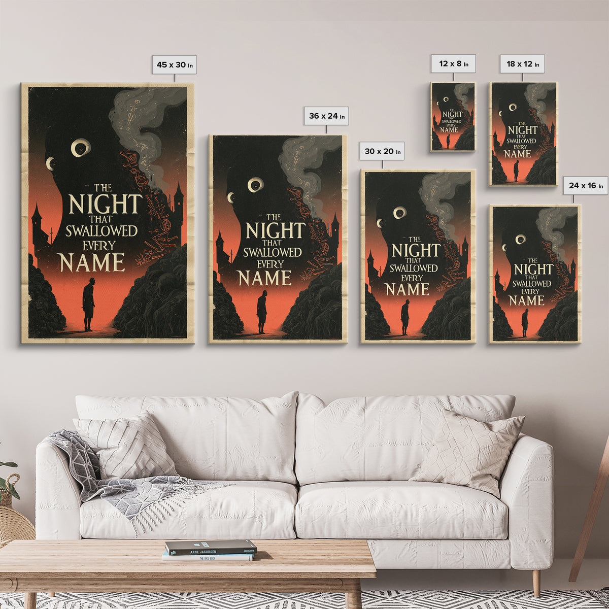 The Night That Swallowed Every Name, English Language Horror Movie Poster, 1930s Horror Art, Gothic Cinema Wall Art, Canvas Print