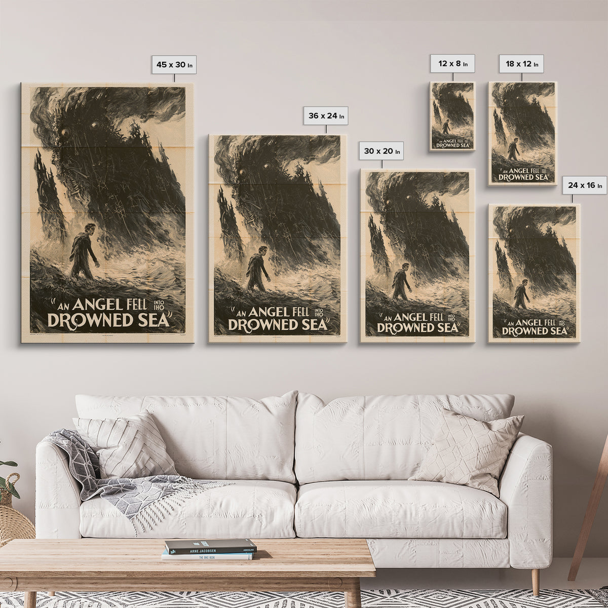 An Angel Fell Into The Drowned Sea, English Language Horror Movie Poster, 1930s Horror Art, Gothic Cinema Wall Art, Canvas Print