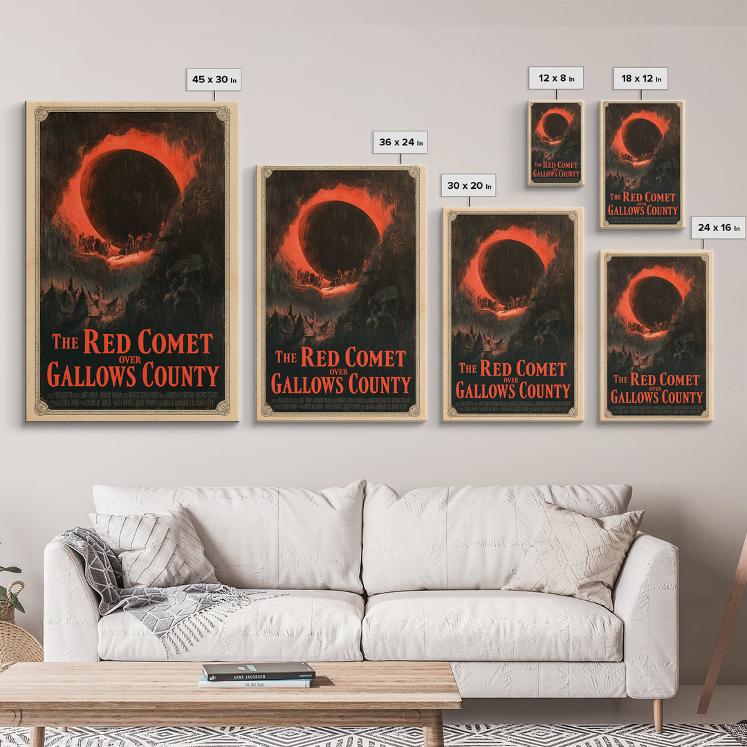 The Red Comet Over Gallows County, English Language Horror Movie Poster, Dark Romantic Horror Art, Retro Horror Movie Art