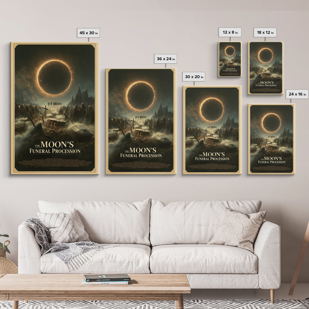 The Moon'S Funeral Procession, English Language Horror Movie Poster, Dark Romantic Horror Art, Retro Horror Movie Art, Canvas Print