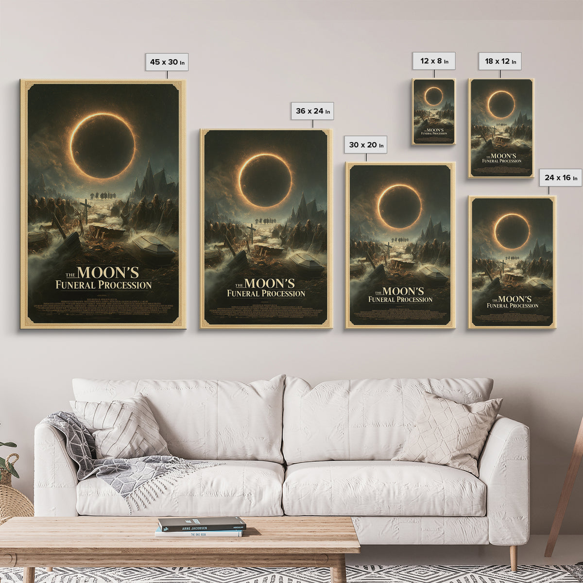 The Moon'S Funeral Procession, English Language Horror Movie Poster, Dark Romantic Horror Art, Retro Horror Movie Art, Canvas Print