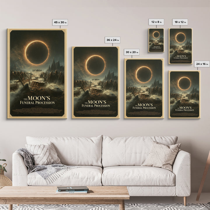The Moon'S Funeral Procession, English Language Horror Movie Poster, Dark Romantic Horror Art, Retro Horror Movie Art, Canvas Print