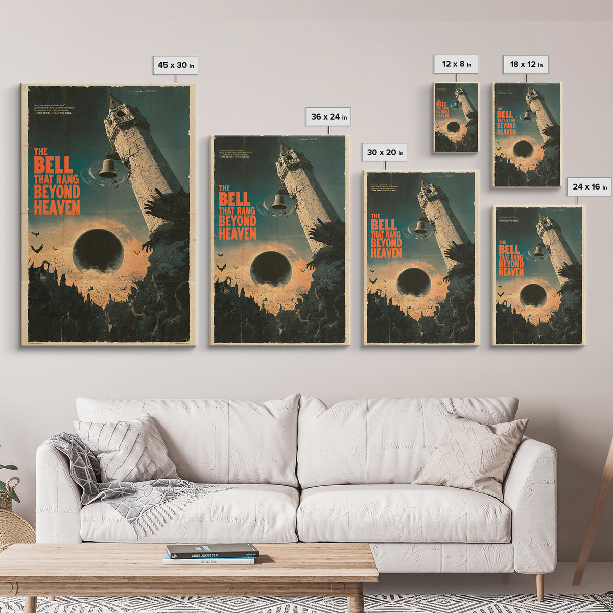 The Bell That Rang Beyond Heaven, English Language Horror Movie Poster, Giallo Horror Art, Classic Monster Poster, Framed Canvas Print