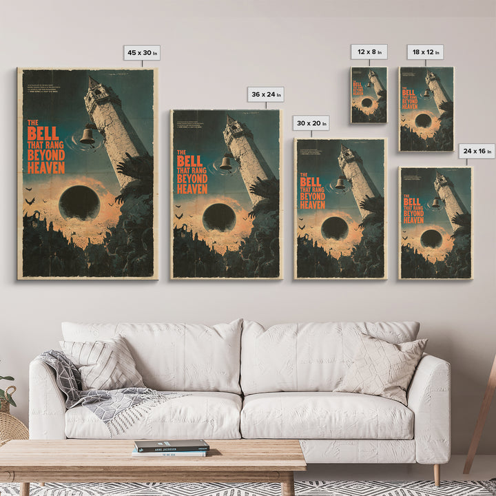 The Bell That Rang Beyond Heaven, English Language Horror Movie Poster, Giallo Horror Art, Classic Monster Poster, Framed Canvas Print