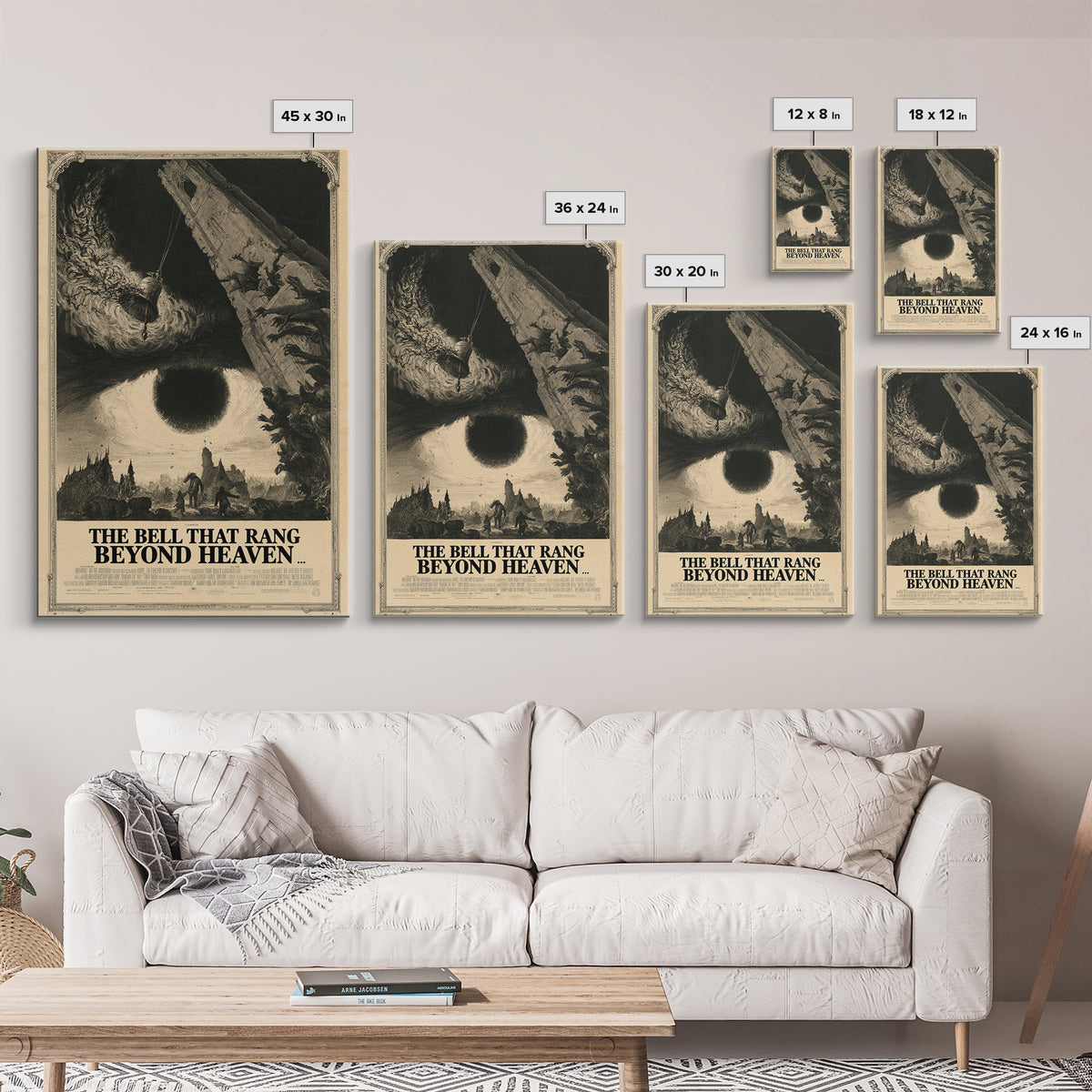 The Bell That Rang Beyond Heaven, English Language Horror Movie Poster, Gothic Engraving Art, Gothic Cinema Wall Art, Horror Wall Decor