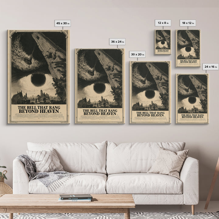 The Bell That Rang Beyond Heaven, English Language Horror Movie Poster, Gothic Engraving Art, Gothic Cinema Wall Art, Horror Wall Decor