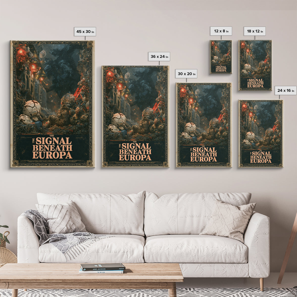 The Signal Beneath Europa, English Language Horror Movie Poster, Gothic Nightmare Art, Retro Horror Movie Art, Framed Canvas Print