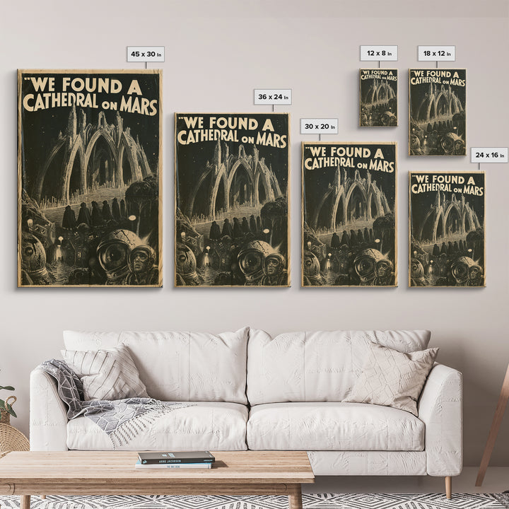 We Found A Cathedral On Mars, English Language Horror Movie Poster, 1930s Horror Art, Gothic Cinema Wall Art, Framed Canvas Print