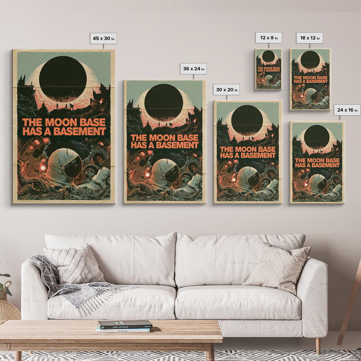 The Moon Base Has A Basement, English Language Horror Movie Poster, 1960s Horror Art, Gothic Cinema Wall Art, Framed Canvas Print