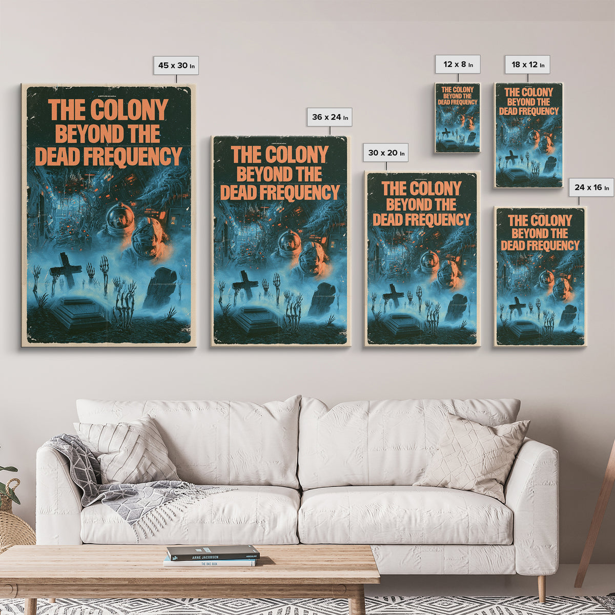 The Colony Beyond The Dead Frequency, English Language Horror Movie Poster, 1980s Vhs Nightmare Cover Inspired Art, Retro Horror Movie Art