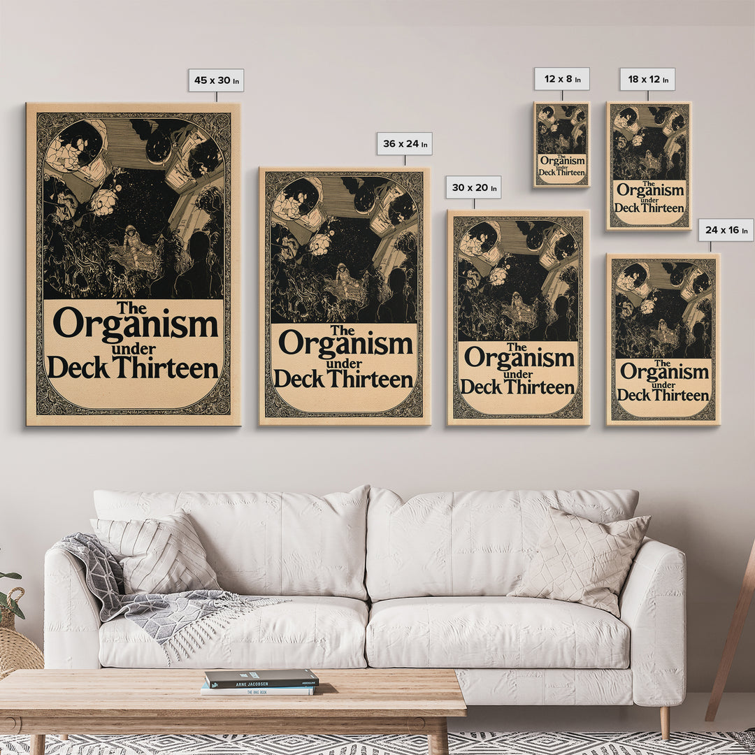 The Organism Under Deck Thirteen, English Language Horror Movie Poster, Decadent Line Art, Classic Monster Poster
