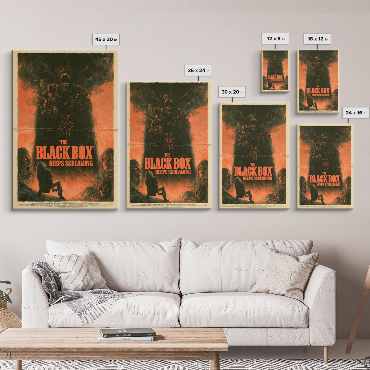 The Black Box Keeps Screaming, English Language Horror Movie Poster, 1970s Horror Art, Retro Horror Movie Art, Framed Canvas Print