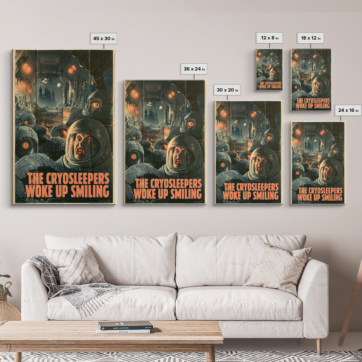 The Cryosleepers Woke Up Smiling, English Language Horror Movie Poster, 1930s Horror Art, Retro Horror Movie Art, Canvas Print