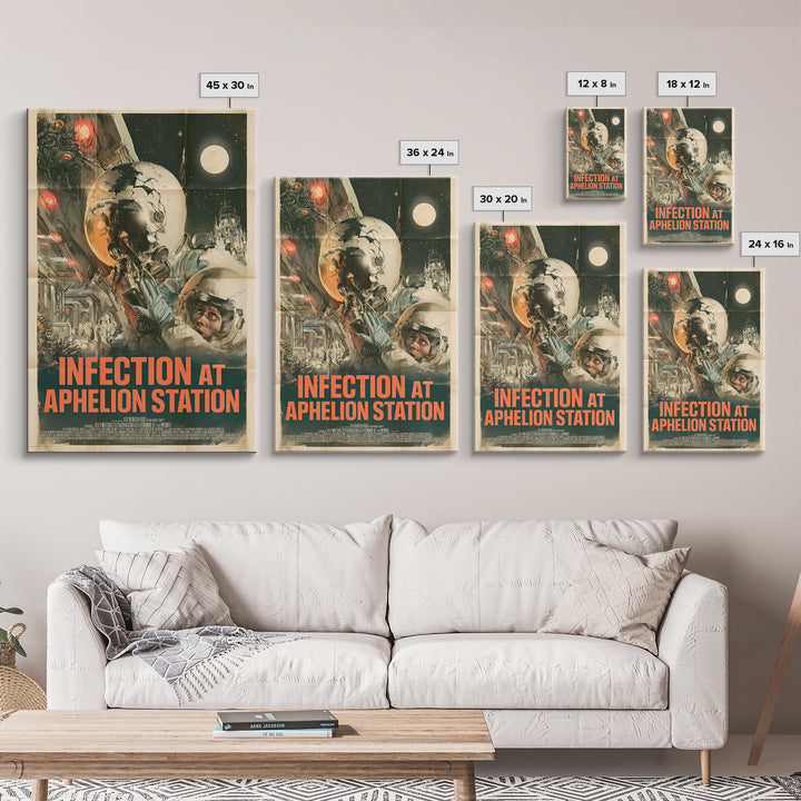 Infection At Aphelion Station, English Language Horror Movie Poster, Giallo Horror Art, Gothic Cinema Wall Art, Canvas Print
