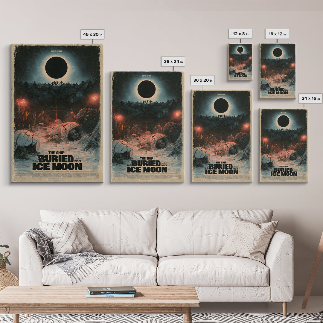The Ship Buried Under The Ice Moon, English Language Horror Movie Poster, Dark Romantic Horror Art, Classic Monster Poster, Canvas Print