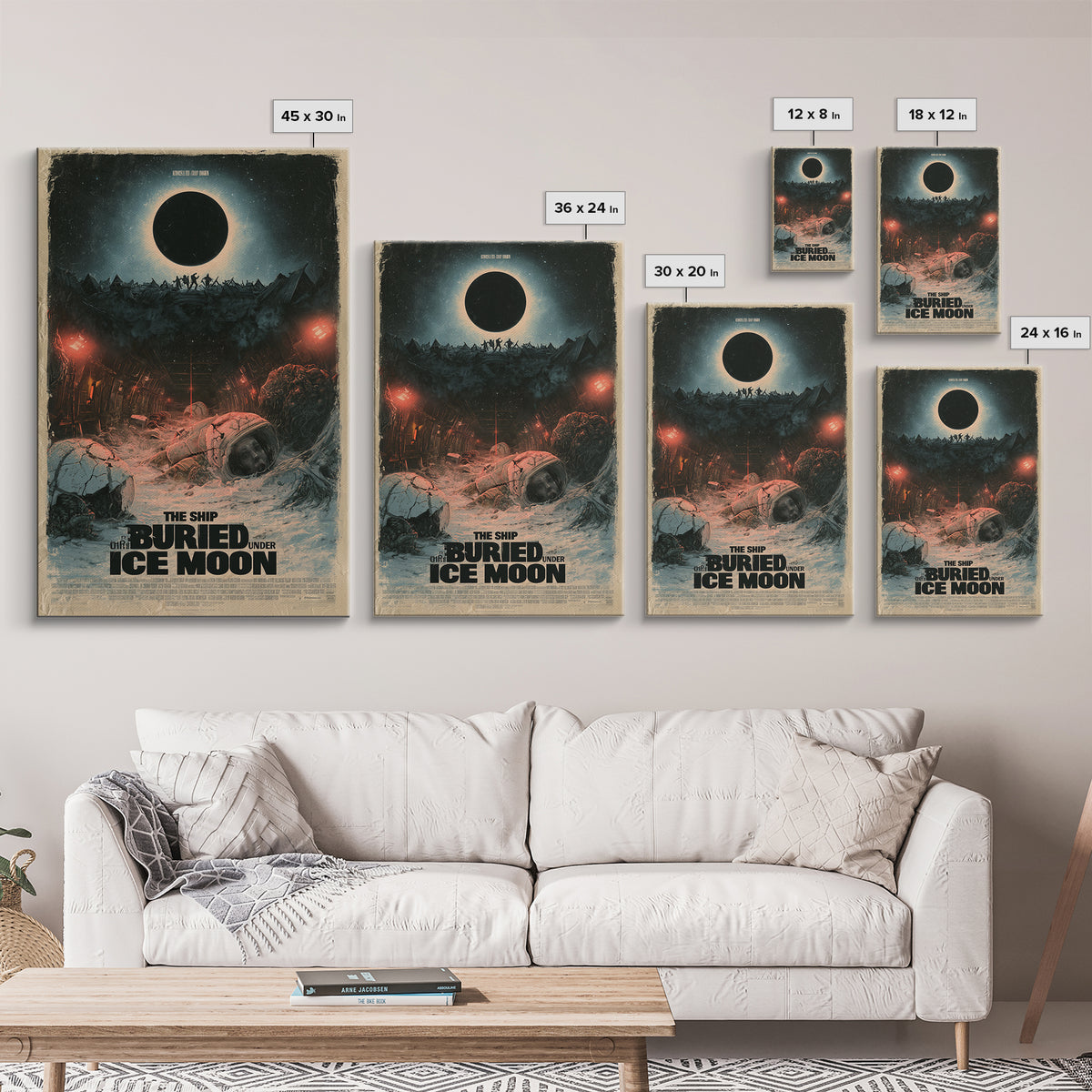 The Ship Buried Under The Ice Moon, English Language Horror Movie Poster, Dark Romantic Horror Art, Classic Monster Poster, Canvas Print